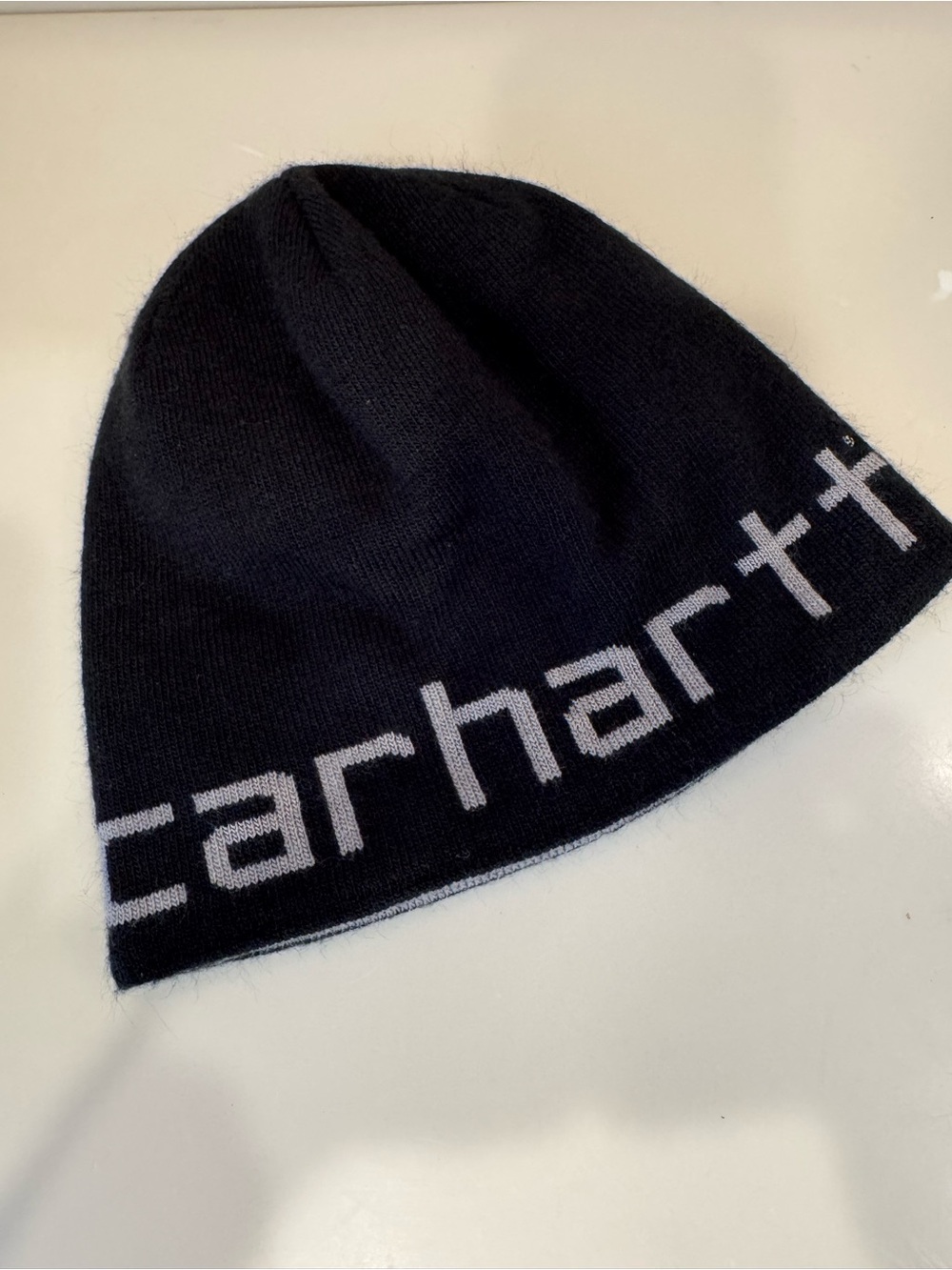 Carhartt Black And Gray Reversible Beanie Rib Knit Hat One Size Fits Most